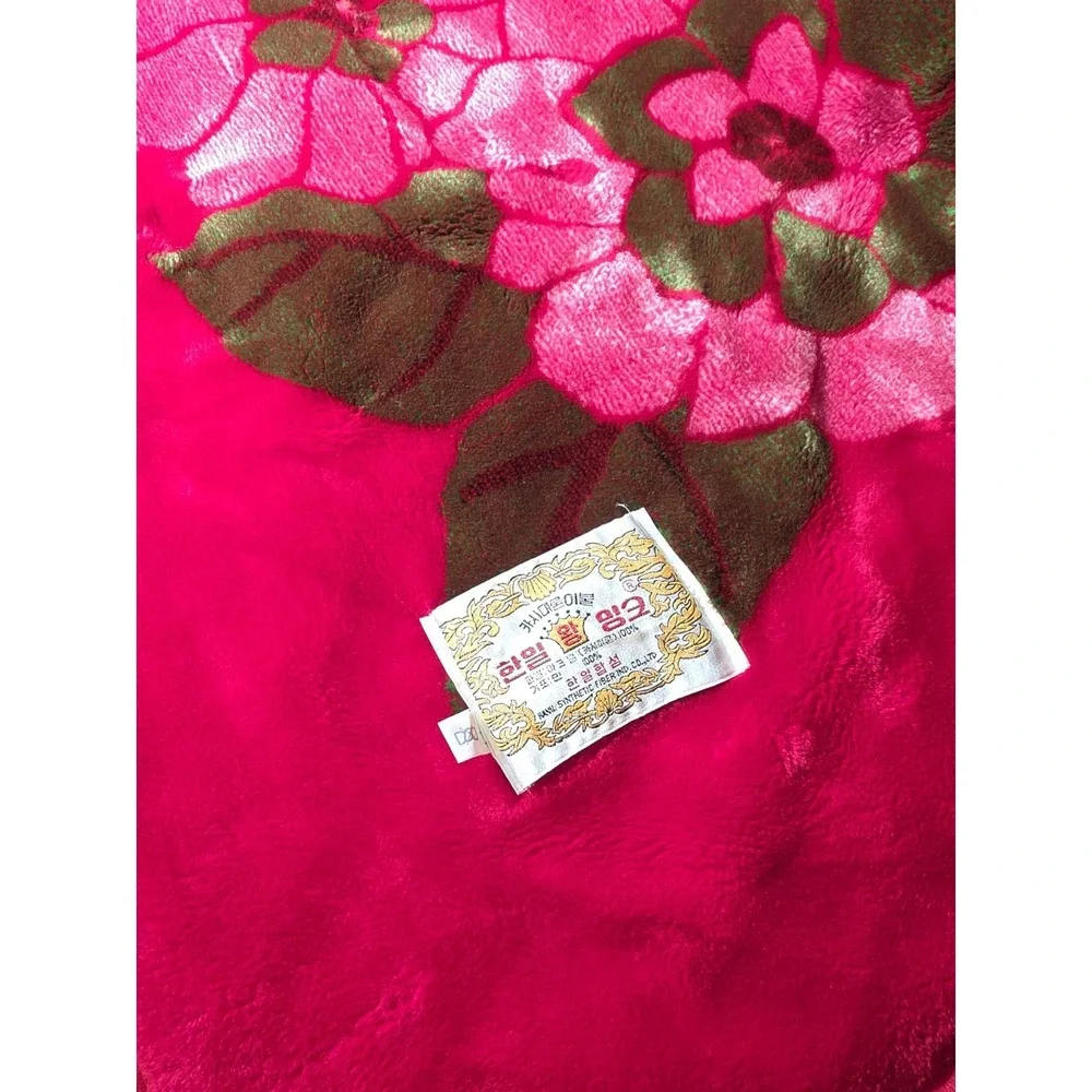 Vintage Korean Hanil Wang Mink Blanket Red Plush Acrylic Korea Soft Heavy 70x86